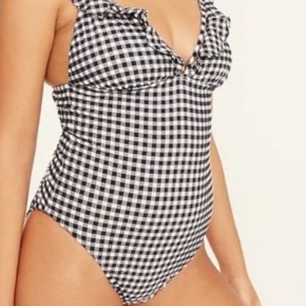 Checkered Black and White Swimsuit